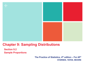 + Chapter 9: Sampling Distributions Section 9.2 Sample Proportions
