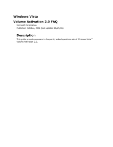 Windows Vista Volume Activation 2.0 FAQ Description