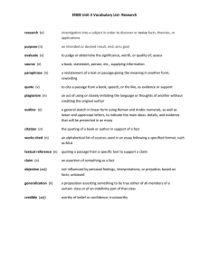 EN08 Unit 3 Vocabulary List- Research