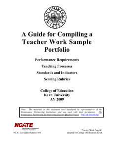 A Guide for Compiling a Teacher Work Sample Portfolio