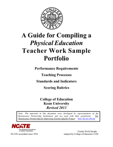 A Guide for Compiling a Teacher Work Sample Portfolio Physical Education