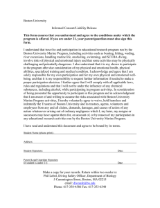 Boston University  Informed Consent/Liability Release