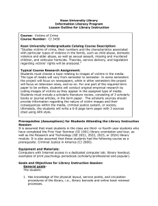 Kean University Library Information Literacy Program Lesson Outline for Library Instruction Course: