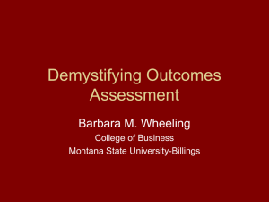 Demystifying Outcomes Assessment Barbara M. Wheeling College of Business