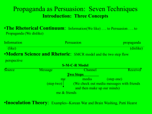 Propaganda as Persuasion:  Seven Techniques Introduction:  Three Concepts