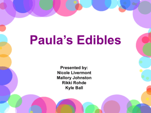 Paula’s Edibles Presented by: Nicole Livermont Mallory Johnston