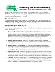Marketing and Event Internship  for MassRecycle, the Massachusetts Recycling Coalition