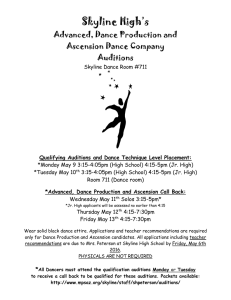 Skyline High’s Advanced, Dance Production and Ascension Dance Company Auditions