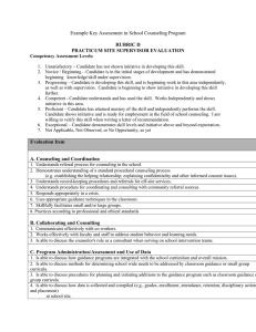 Example Key Assessment in School Counseling Program  RUBRIC D