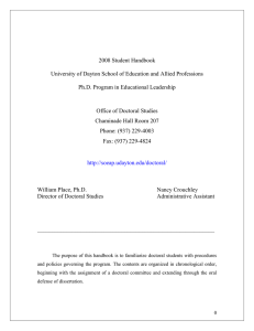 2008 Student Handbook Ph.D. Program in Educational Leadership