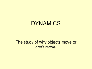DYNAMICS The study of why objects move or don’t move.