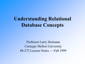 Understanding Relational Database Concepts Professor Larry Heimann Carnegie Mellon University