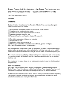 Press Council of South Africa, the Press Ombudsman and