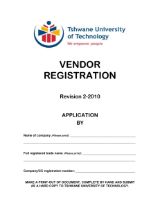 VENDOR REGISTRATION Revision 2-2010 APPLICATION