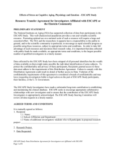 Resource Transfer Agreement for Investigators Affiliated with ESCAPE or