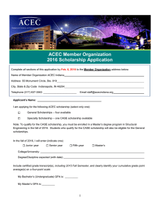 ACEC Member Organization 2016 Scholarship Application