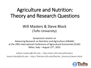 Agriculture and Nutrition: Theory and Research Questions Will Masters &amp; Steve Block