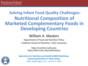 Nutritional Composition of Marketed Complementary Foods in Developing Countries