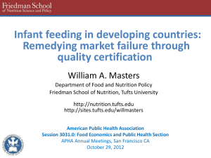 Infant feeding in developing countries: Remedying market failure through quality certification