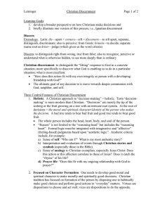 Leininger Christian Discernment Page 1 of 2 Learning Goals:
