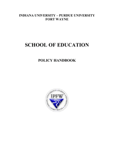 SCHOOL OF EDUCATION  POLICY HANDBOOK
