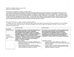 1 MERIT PAY RUBRIC (Effective January 2011) Department of Educational Studies