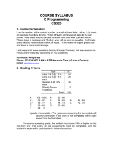 COURSE SYLLABUS C Programming CS320 1.  Contact Information