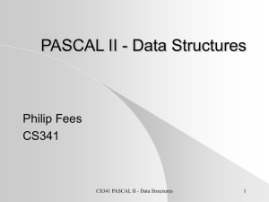 PASCAL II - Data Structures Philip Fees CS341