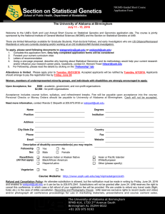 The University of Alabama at Birmingham NIGMS-funded Short Course Application Form
