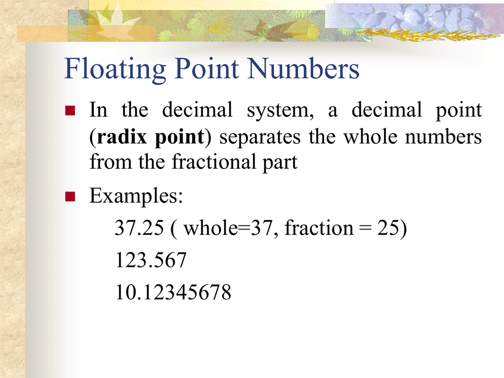 Floating Point Numbers