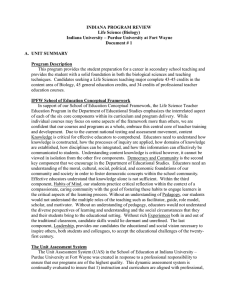 INDIANA PROGRAM REVIEW Life Science (Biology) Document # 1
