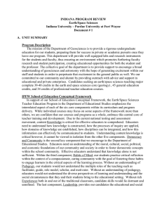 INDIANA PROGRAM REVIEW Earth/Space Sciences Document # 1