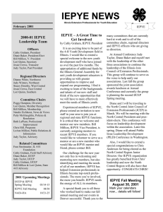 IEPYE NEWS IEPYE – A Great Time to 2000-01 IEPYE Get Involved