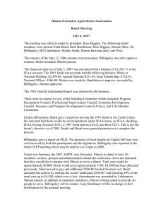 Illinois Extension Agricultural Association Board Meeting July 6, 2007