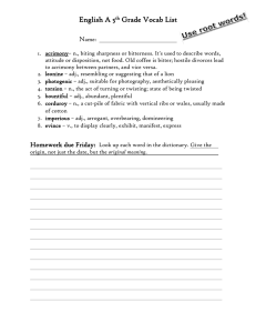 English A 5 Grade Vocab List N