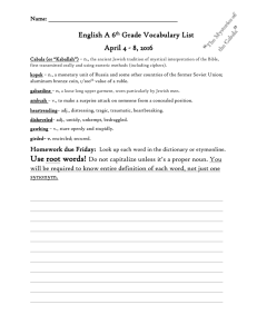 English A 6 Grade Vocabulary List April 4 - 8, 2016 Name:
