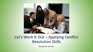 Let’s Work It Out – Applying Conflict Resolution Skills Hospitality Services