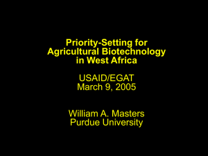 Priority-Setting for Agricultural Biotechnology in West Africa USAID/EGAT