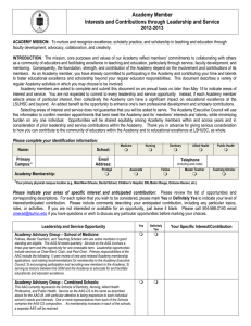 Academy Member Interests and Contributions through Leadership and Service 2012-2013