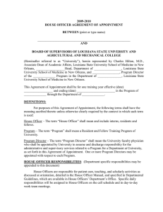 2009-2010 HOUSE OFFICER AGREEMENT OF APPOINTMENT BETWEEN AND