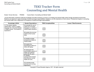 TEKS Tracker Form Counseling and Mental Health  1