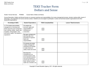 TEKS Tracker Form Dollars and Sense  1