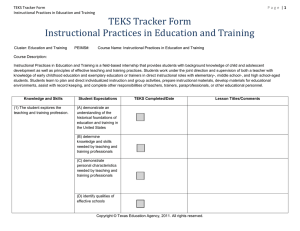 TEKS Tracker Form Instructional Practices in Education and Training  1