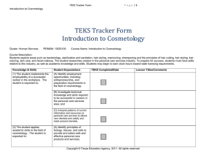 TEKS Tracker Form Introduction to Cosmetology