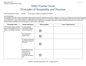 TEKS Tracker Form Principles of Hospitality and Tourism  1