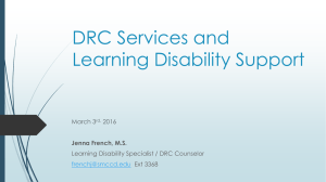 DRC Services and Learning Disability Support March 3 2016