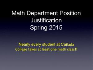 Math Department Position Justification Spring 2015 ñada