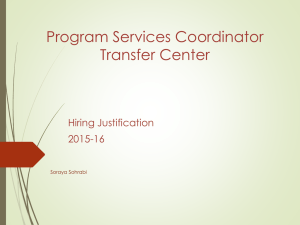 Program Services Coordinator Transfer Center Hiring Justification 2015-16