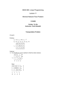 MSIS 685: Linear Programming Lecture 11 Minimal Network Flow Problem