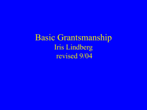 Basic Grantsmanship Iris Lindberg revised 9/04